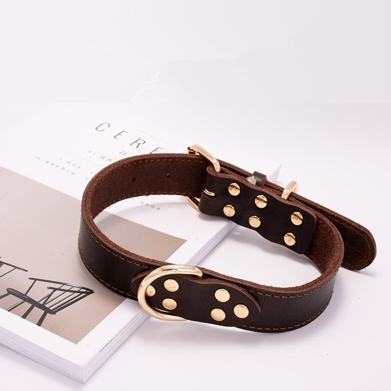 Collier en Cuir Marron pour Chien — Ajustable S, M, L