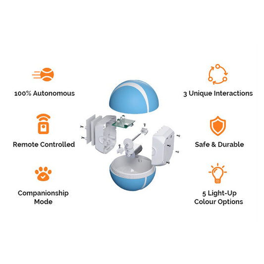 Balle Interactive Télécommandée avec LED pour Chat et Chien – 3 Modes, 5 Couleurs