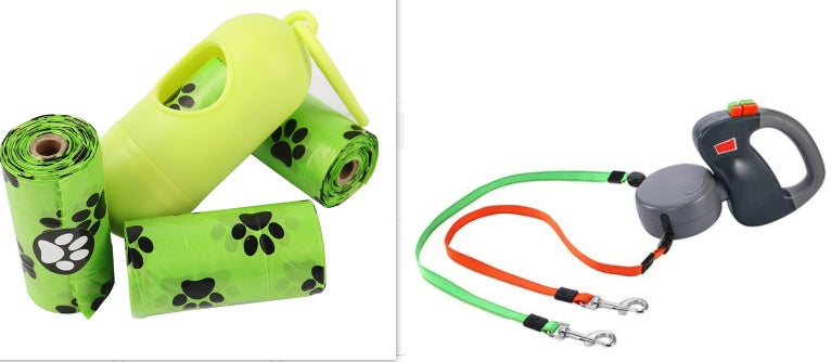Laisse Rétractable Double pour Deux Chiens — Nylon 3M
