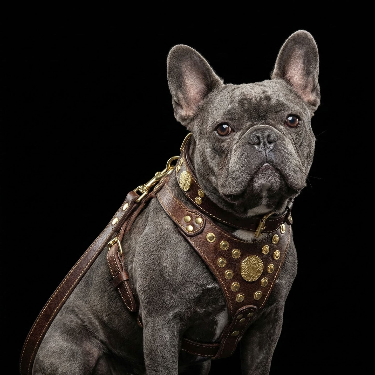 The ''Maximus'' harness Brown & Gold Small to Medium Size-2