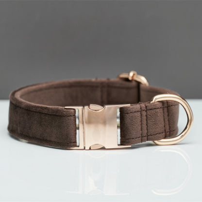 Ensemble Collier & Laisse en Velours avec Nœud Papillon pour Chien