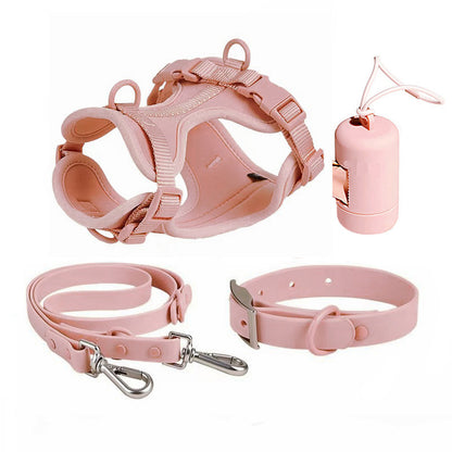 Set 4 Pièces pour Chien — Collier, Laisse, Harnais & Gamelle | Imperméable