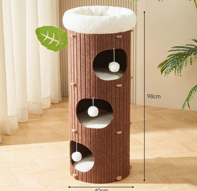 Arbre à Chat en Feutre – Nid Douillet Multiétagé Toutes Saisons