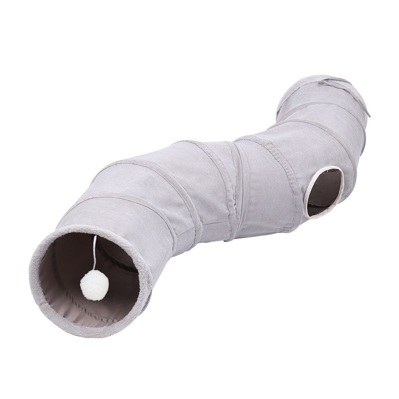 Tunnel en S Pliable pour Chat – Suède Doux, Léger & Compact