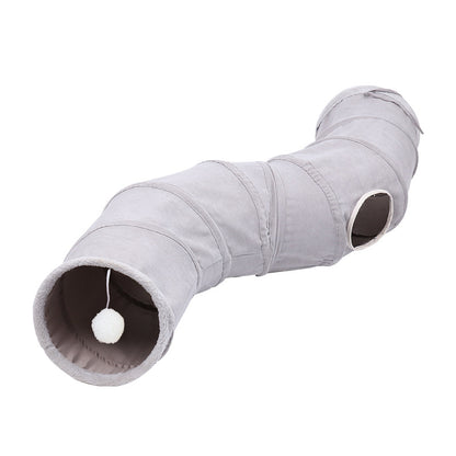 Tunnel en S Pliable pour Chat – Suède Doux, Léger & Compact