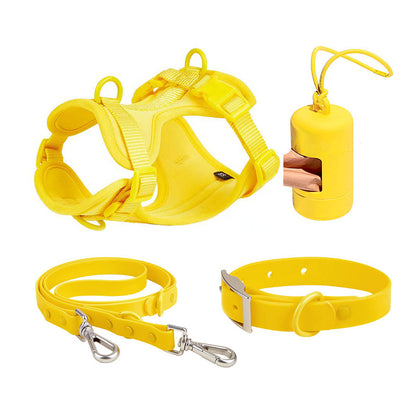 Set 4 Pièces pour Chien — Collier, Laisse, Harnais & Gamelle | Imperméable