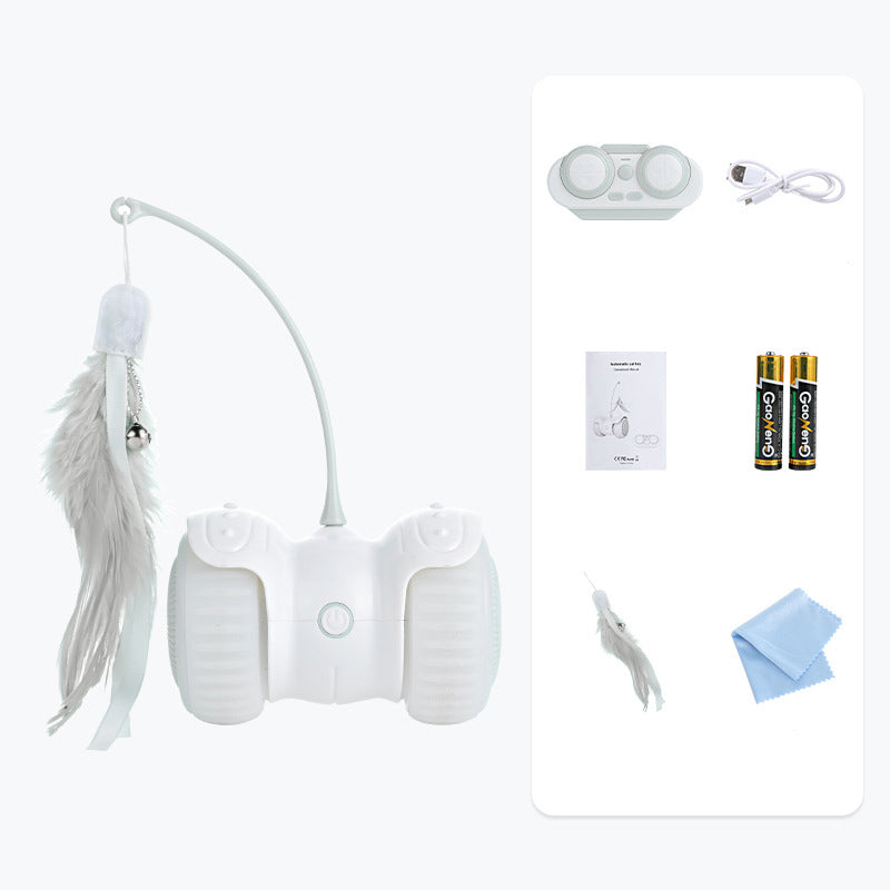 Voiture Électrique Télécommandée pour Chat – Plumes, LED & 2 Modes de Jeu