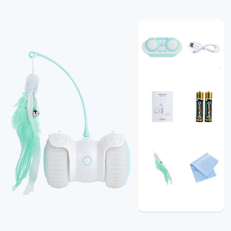 Voiture Électrique Télécommandée pour Chat – Plumes, LED & 2 Modes de Jeu