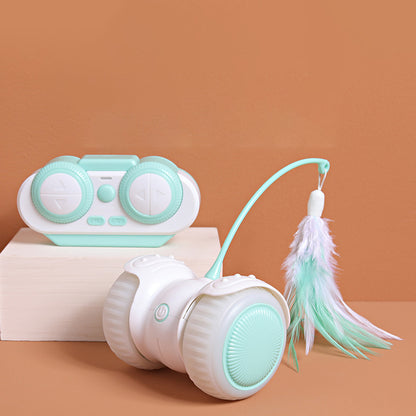 Voiture Électrique Télécommandée pour Chat – Plumes, LED & 2 Modes de Jeu