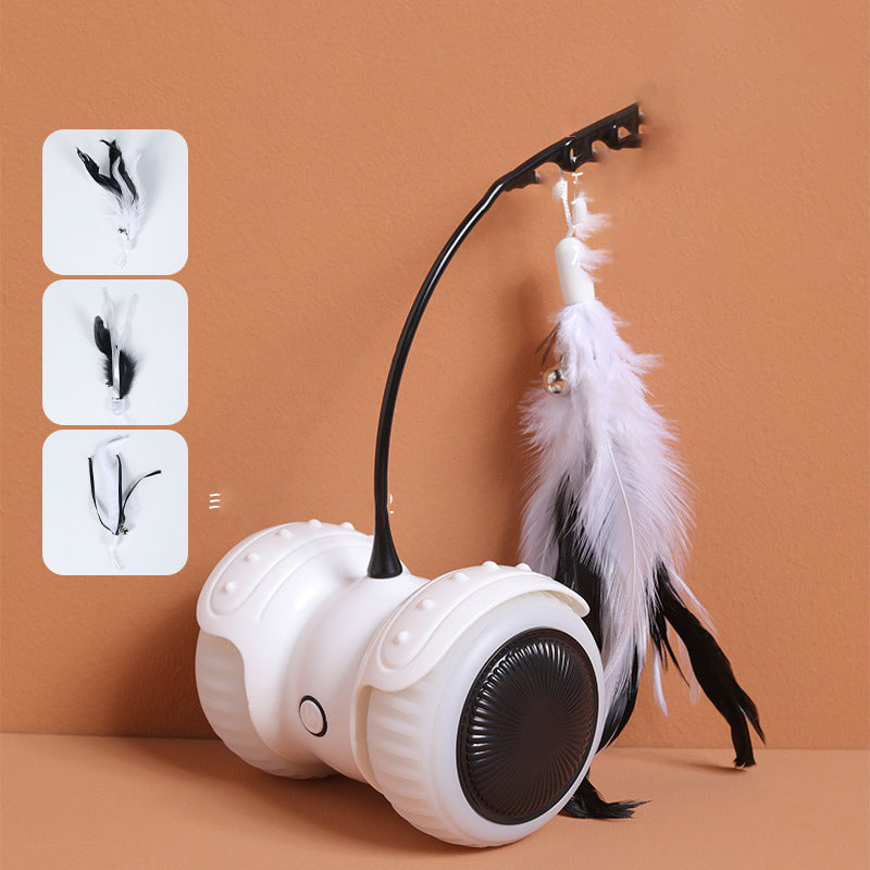 Voiture Électrique Télécommandée pour Chat – Plumes, LED & 2 Modes de Jeu
