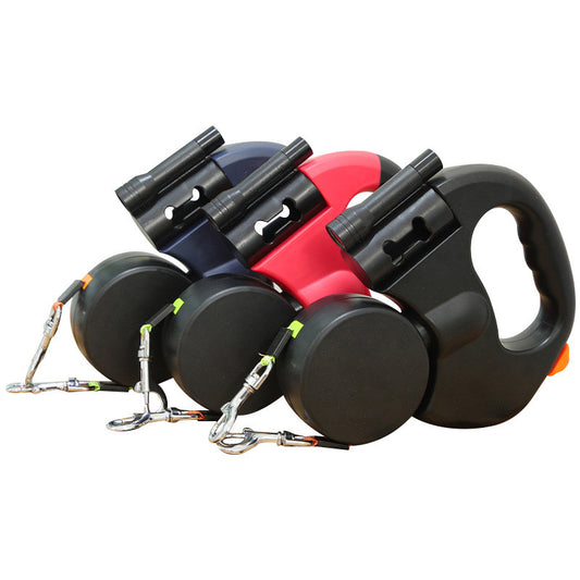Laisse Rétractable Double Tête avec Lumière pour 2 Chiens — ABS 3M