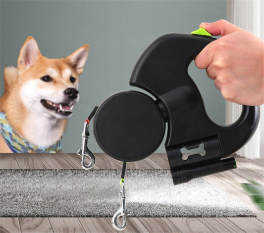 Laisse Rétractable Double Tête avec Lumière pour 2 Chiens — ABS 3M