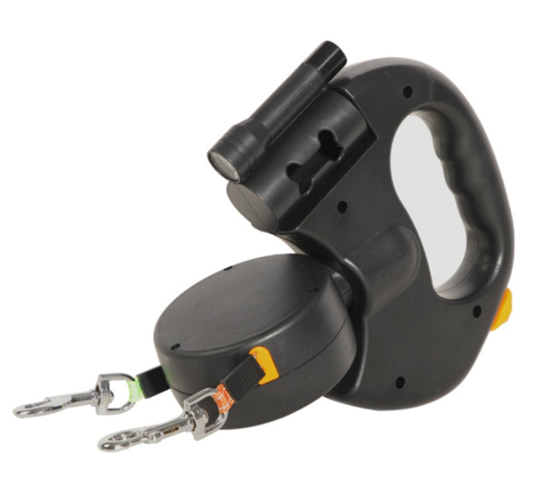Retractable Dual Head Leash with Light for 2 Dogs — ABS 3M