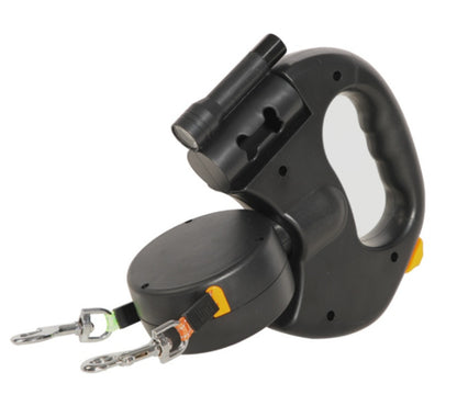 Retractable Dual Head Leash with Light for 2 Dogs — ABS 3M