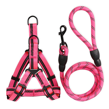 Reflective Harness Leash for Dogs — Chest & Back — Nylon EVA