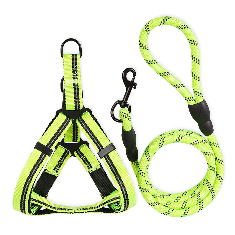 Reflective Harness Leash for Dogs — Chest & Back — Nylon EVA
