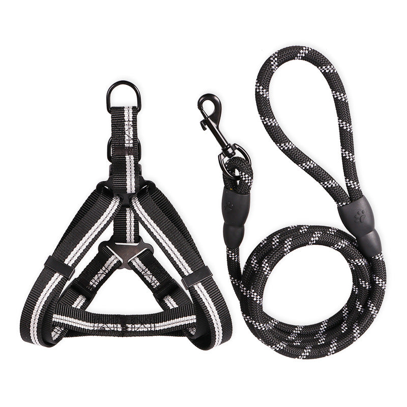 Reflective Harness Leash for Dogs — Chest & Back — Nylon EVA