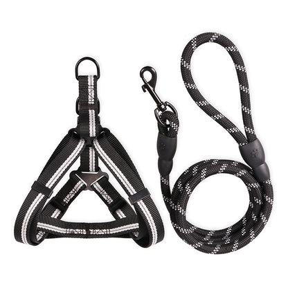 Reflective Harness Leash for Dogs — Chest & Back — Nylon EVA