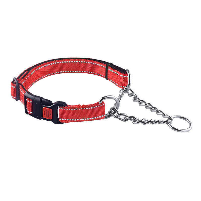 Collier Nylon Réfléchissant avec Boucle Acier Inoxydable pour Chien
