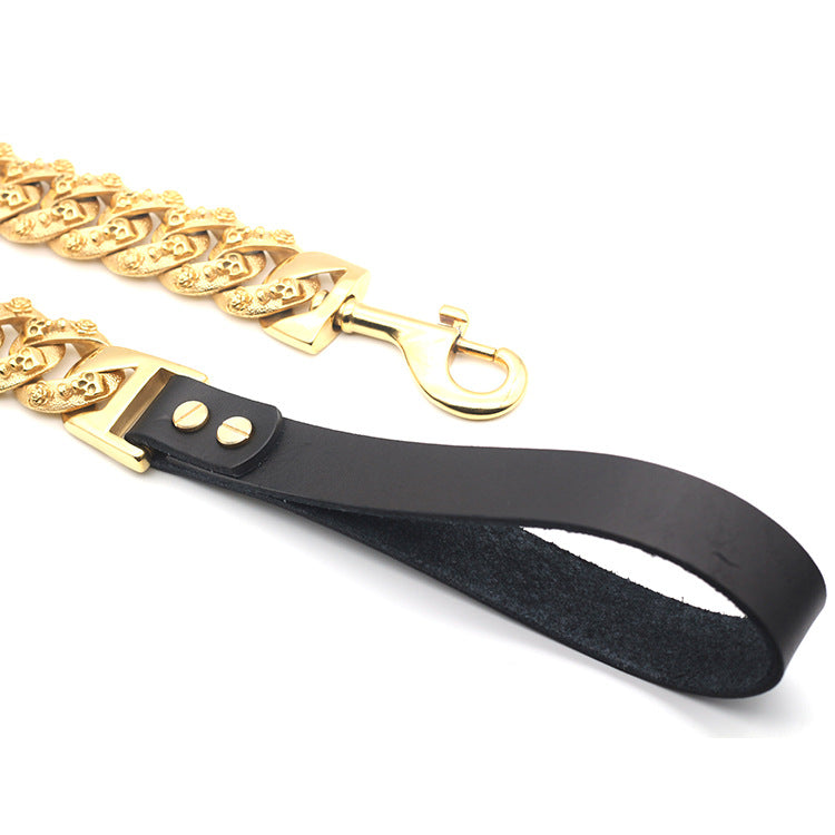Collier Chaîne en Acier Inoxydable Doré pour Chien — 80 cm