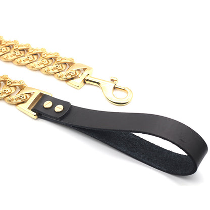 Collier Chaîne en Acier Inoxydable Doré pour Chien — 80 cm