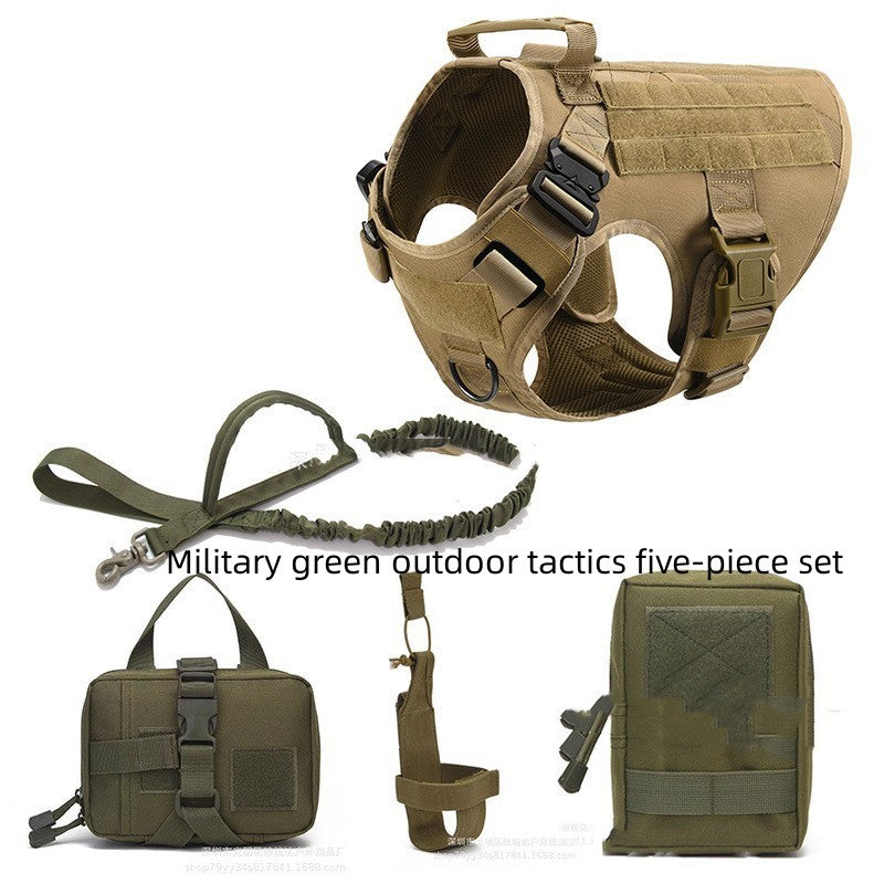 Set Tactique 5 Pièces K9 pour Chien — Harnais Vest Militaire