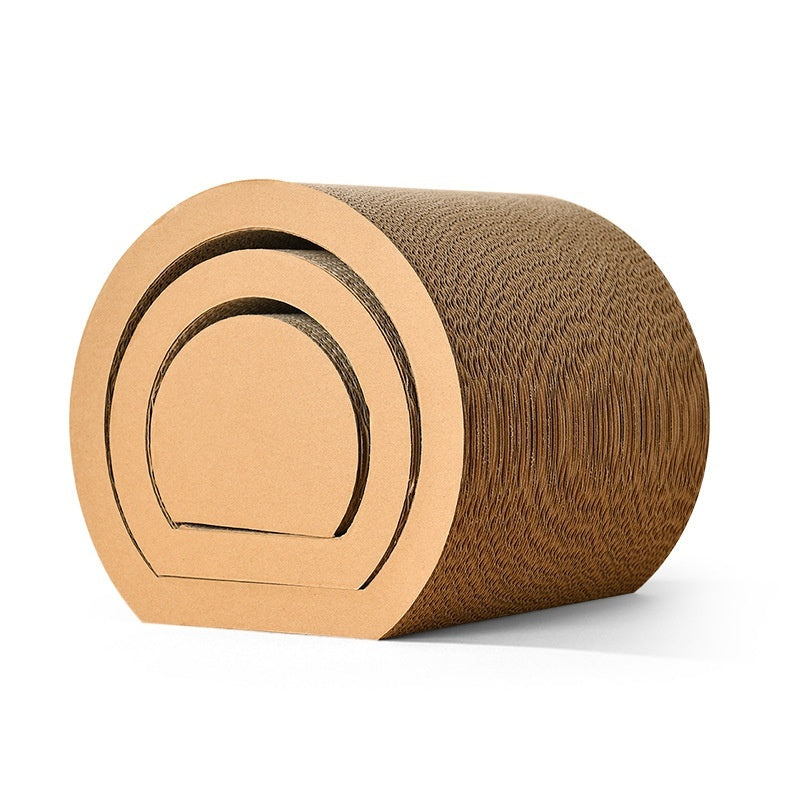 Set 3 Pièces Griffoir Tunnel & Chatière pour Chat – Carton Naturel