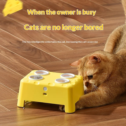 Jouet Interactif 3-en-1 Maison Fromage pour Chat – Apaisant & Cognitif