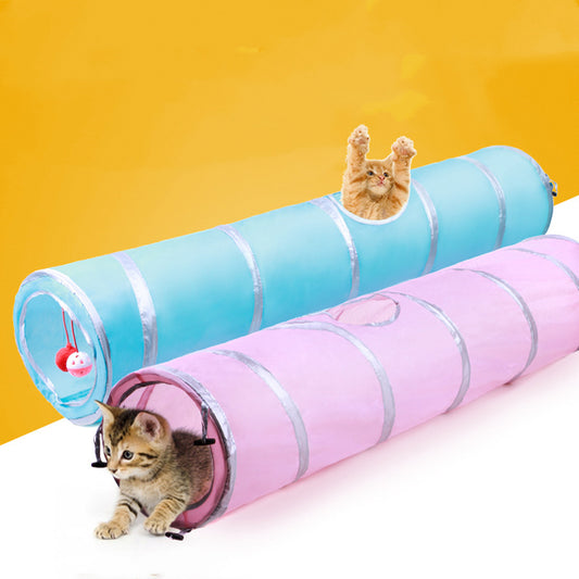 Tunnel Pliable pour Chat – 120 cm, Armature Acier, Rangement Facile