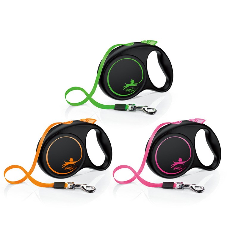 Laisse Rétractable Flexi FUN 5M pour Animal — Vert Fluo & Rose
