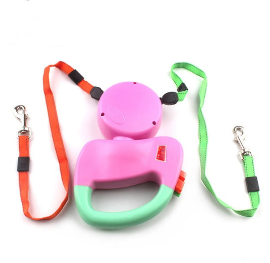 Laisse Rétractable Double pour Deux Chiens — Nylon 3M