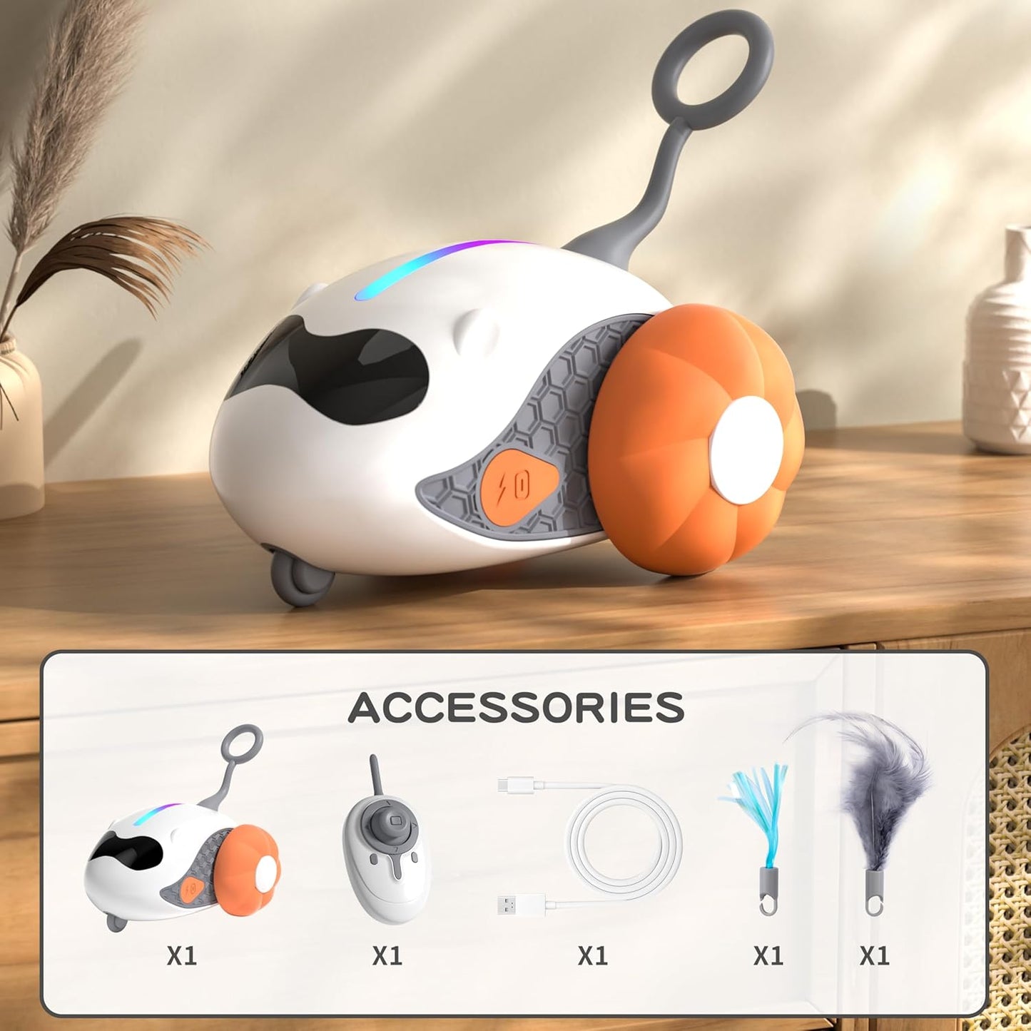 Jouet Voiture Télécommandée pour Chat – Rechargeable, Mouvement Automatique