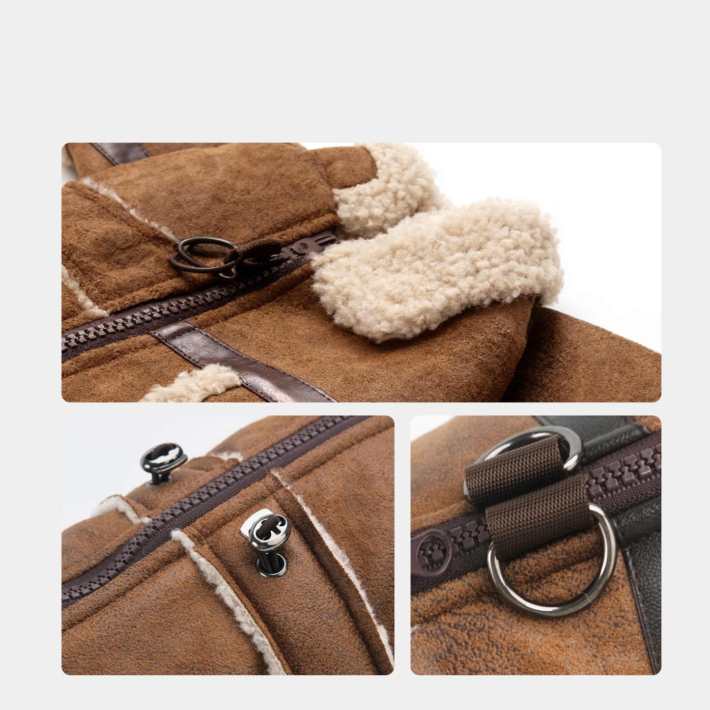 4-Legged Quilted Dog Coat – Suede & Lambswool, Winter