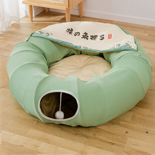 Tunnel-Lit Pliable pour Chat – Lavable & Confortable
