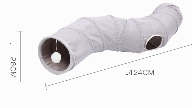 Tunnel en S Pliable pour Chat – Suède Doux, Léger & Compact