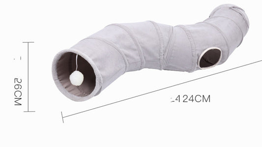 Tunnel en S Pliable pour Chat – Suède Doux, Léger & Compact