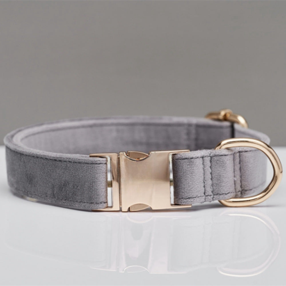 Ensemble Collier & Laisse en Velours avec Nœud Papillon pour Chien