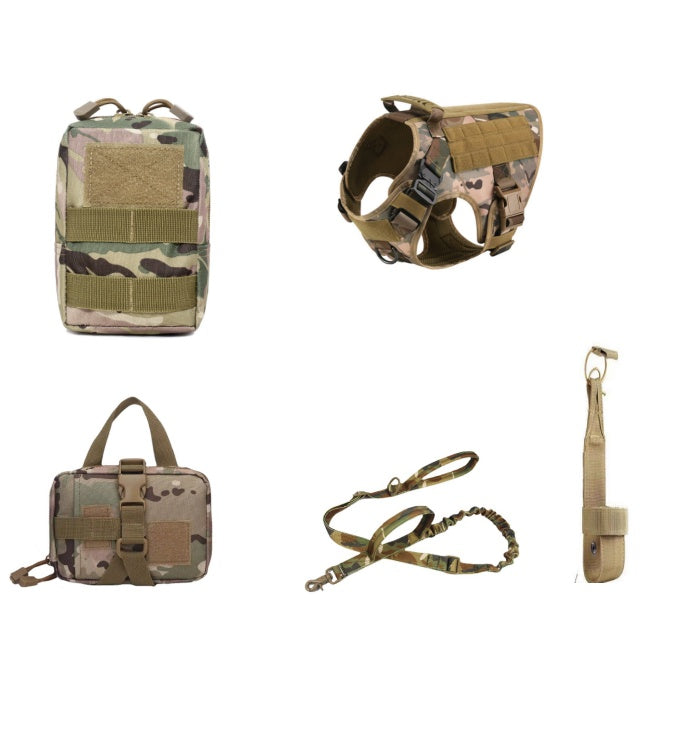 Set Tactique 5 Pièces K9 pour Chien — Harnais Vest Militaire