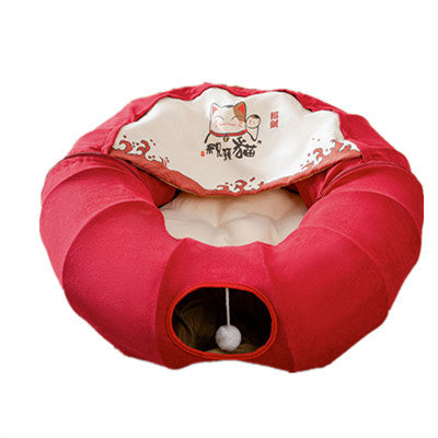 Tunnel-Lit Pliable pour Chat – Lavable & Confortable
