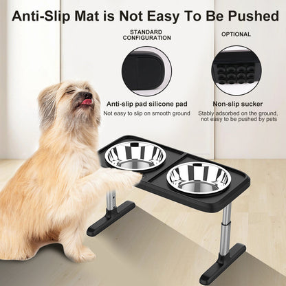 Gamelle Pliable Réglable en Hauteur pour Chien – Inox Noir