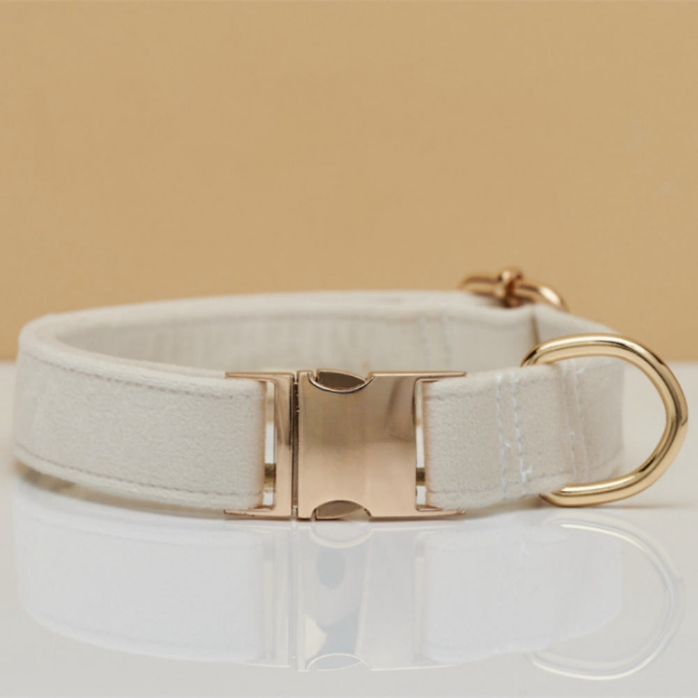 Ensemble Collier & Laisse en Velours avec Nœud Papillon pour Chien