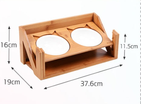 Bol pour Chat avec Support en Bois – Inox ou Blanc