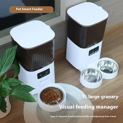Distributeur Automatique Intelligent 5L pour Chiens et Chats – Bol Simple ou Double