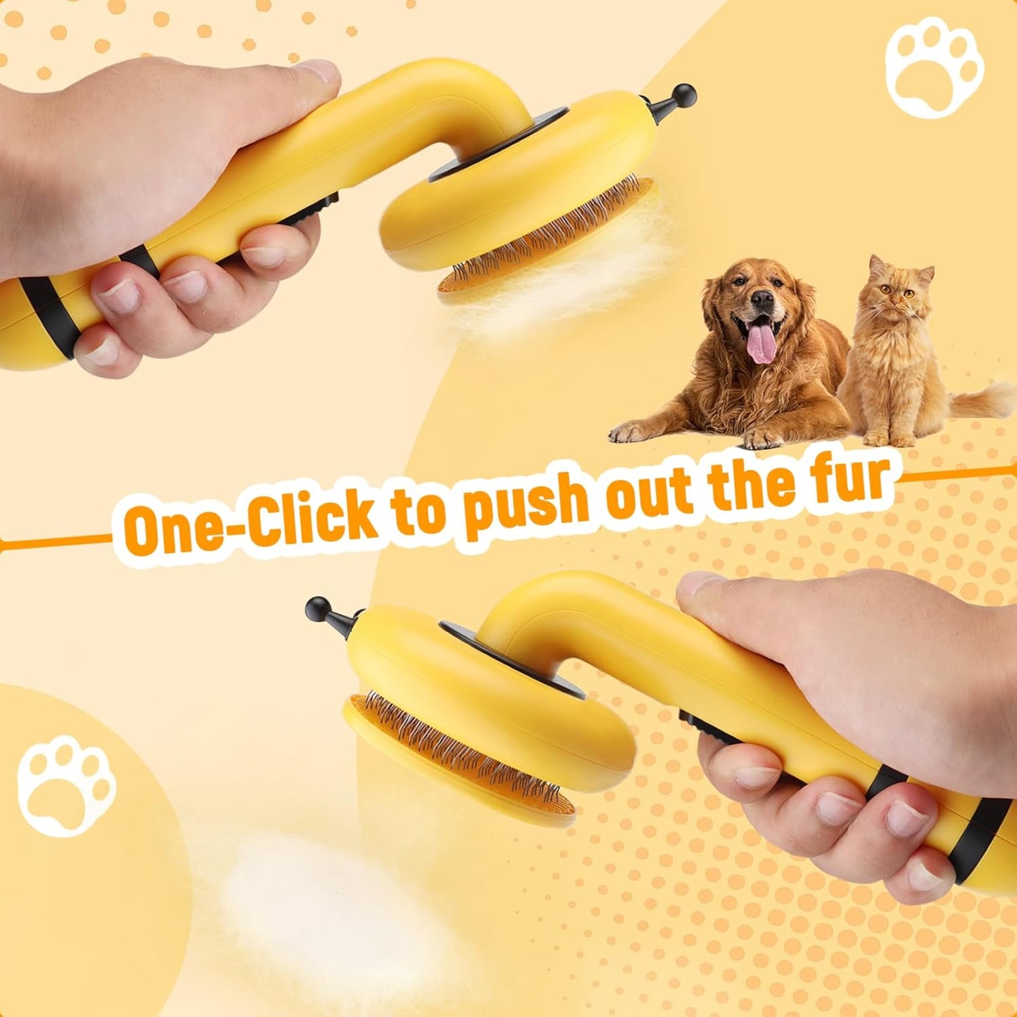 Brosse Auto-Nettoyante en Forme d’Abeille — Éjection Poils en 1 Clic