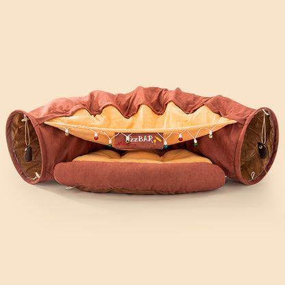Tunnel Nid pour Chat – Lavable & Démontable, Jouet Interactif