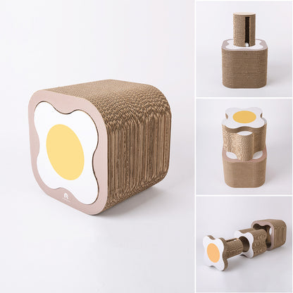 Griffoir Tunnel Modulable pour Chat – Set 3 Pièces en Carton Ondulé