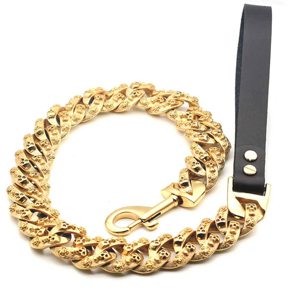 Collier Chaîne en Acier Inoxydable Doré pour Chien — 80 cm