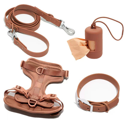 Set 4 Pièces pour Chien — Collier, Laisse, Harnais & Gamelle | Imperméable
