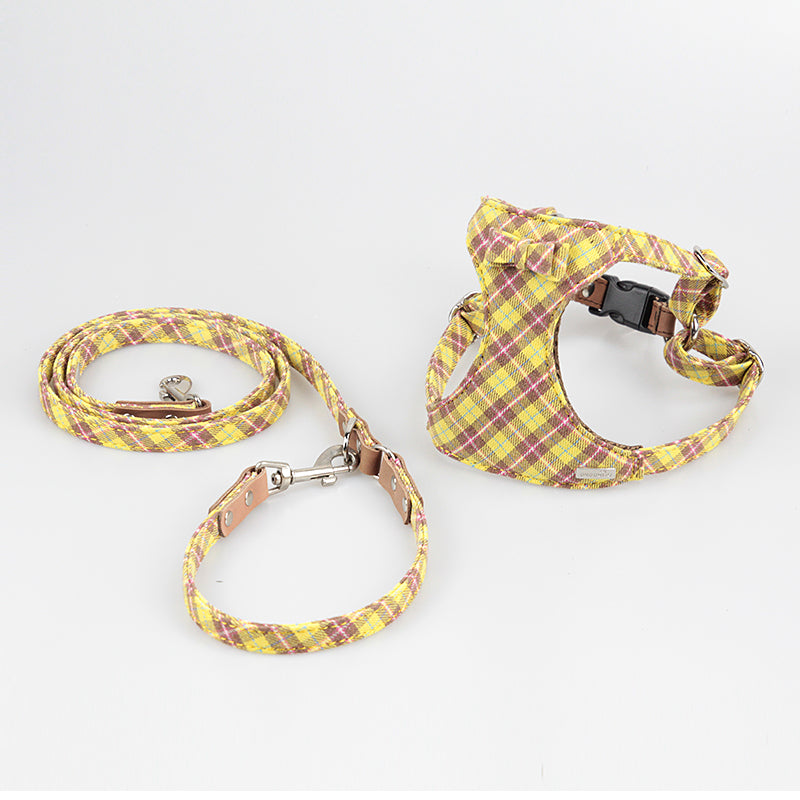 Harnais Style Débardeur pour Petit & Moyen Chien — Coton & Cuir | XS, S & M