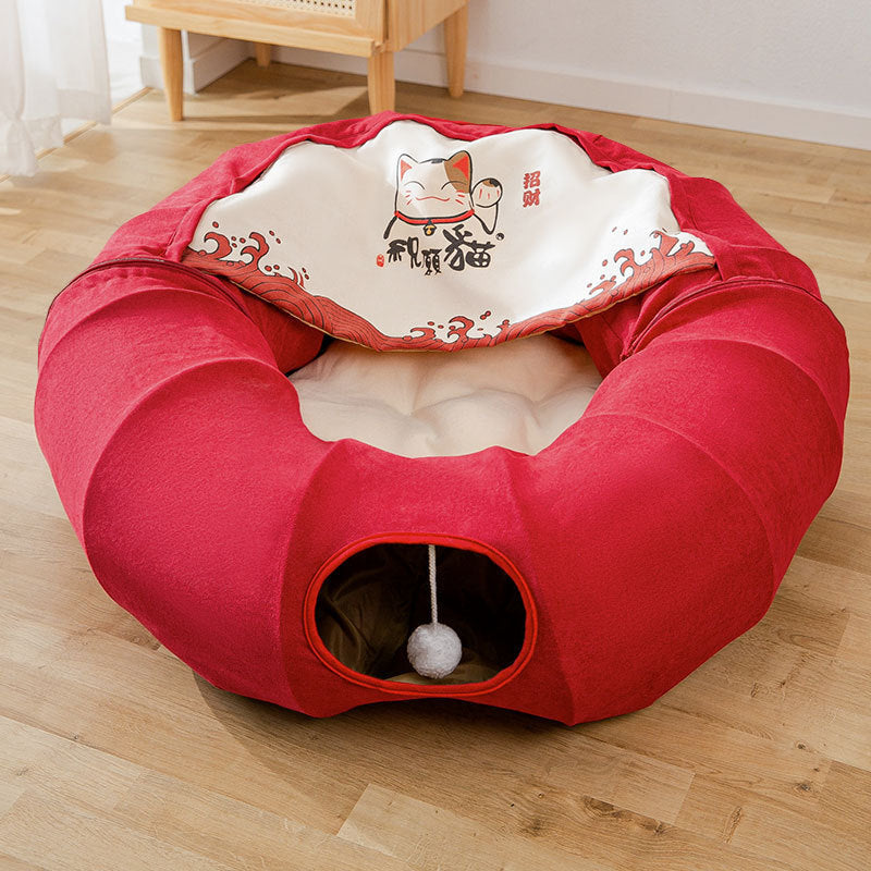 Tunnel-Lit Pliable pour Chat – Lavable & Confortable
